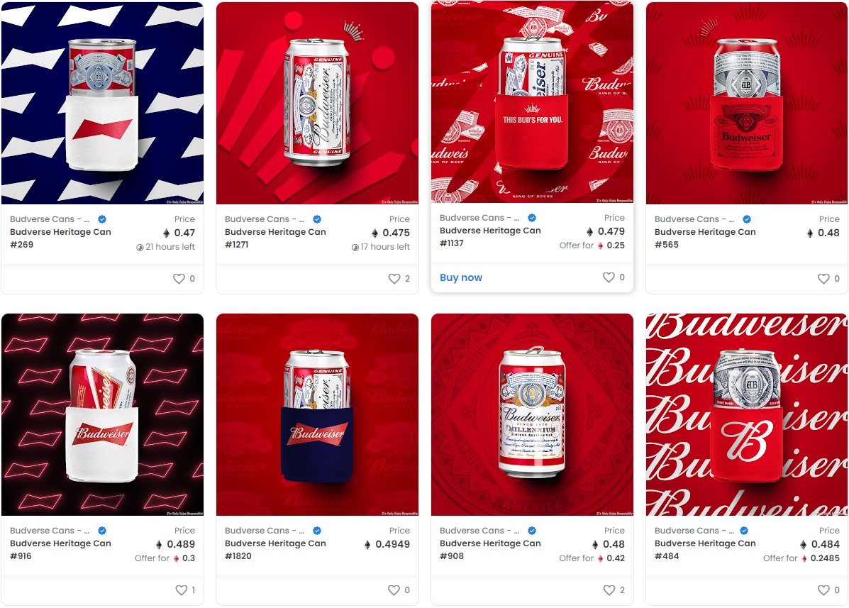 百威啤酒佈局元宇宙「Budverse 」，發行1,936枚傳承版NFT迅速售罄