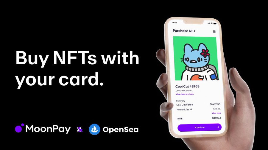 Moonpay聯手OpenSea推出信用卡買NFT：Visa、Apple Pay、Google Pay皆可用