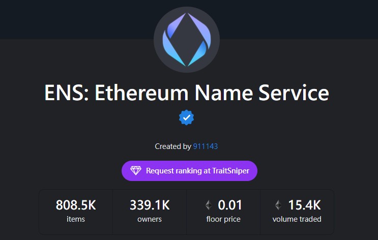 四字符以太坊數字域名入門價4ETH？藍籌NFT發行編號搭配同數字ENS引熱潮