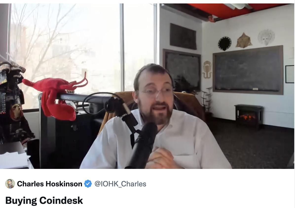 Cardano(ADA)創辦人Charles Hoskinson：CoinDesk賣兩億美元太貴，但我負擔得起