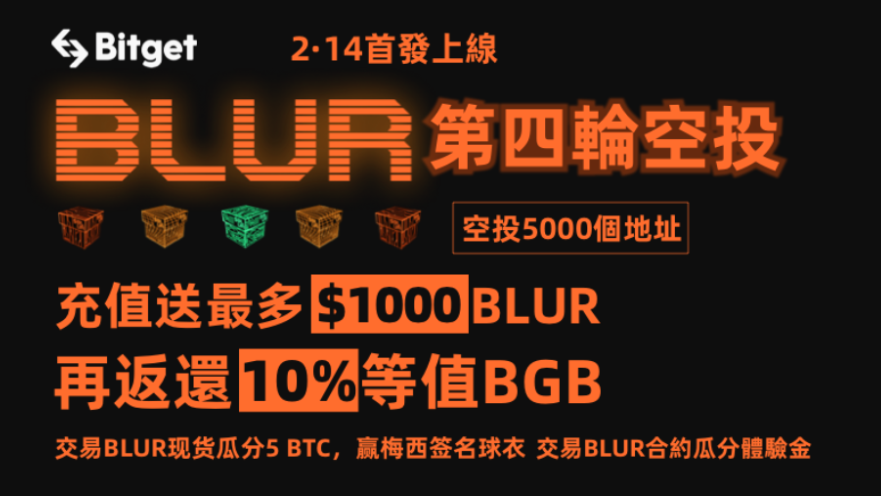 Bitget首發上幣：$BLUR – 價值超過18萬美金的BLUR、BGB、BTC和梅西簽名球衣等你拿