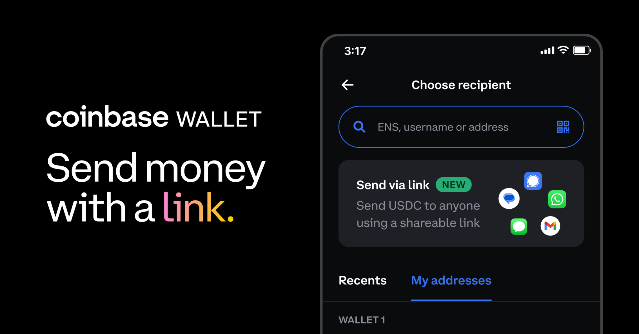 Coinbase錢包新功能？能向IG、FB傳轉帳連結，轉USDC零手續費