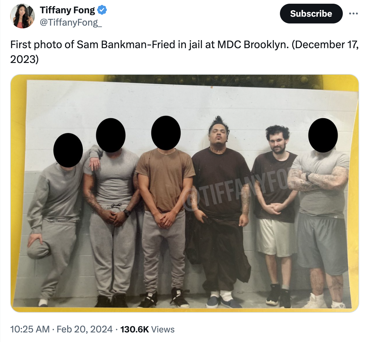 SBF 在獄中首張拍下的消瘦照片，獄友暴露：他不洗澡，但不是怕撿肥皂