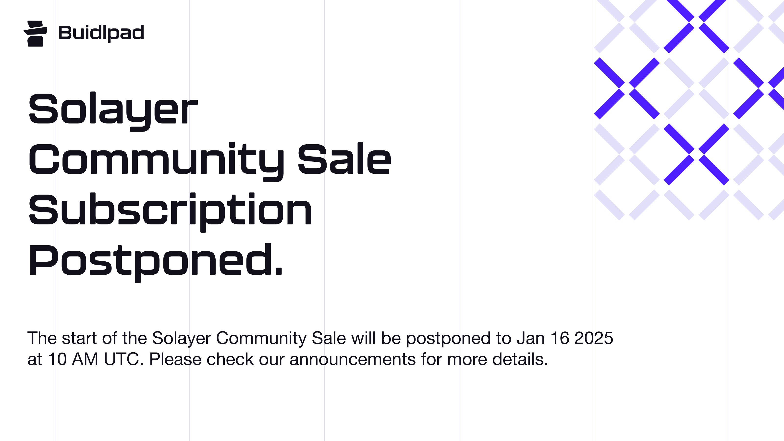 Solayer社群銷售認購開始時間推遲至1月16日,以保護社群用戶 Solayer社群銷售認購開始時間推遲至1月16日,以保護社群用戶