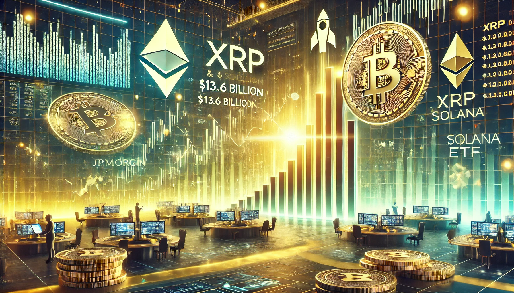 摩根大通：XRP與Solana ETF若獲批，首年或將吸引136億美元投資