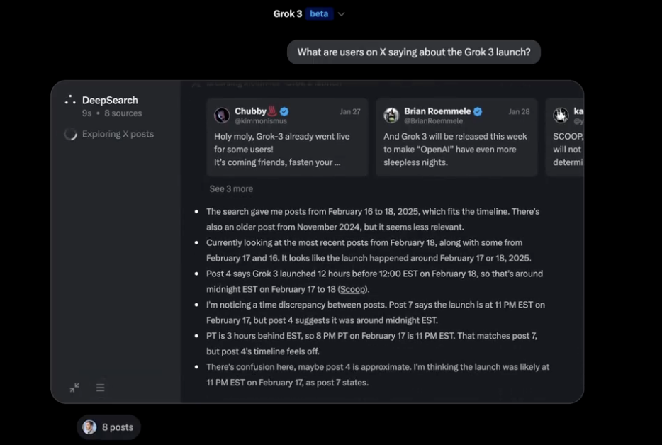 Grok 3 現已開放使用：可免費體驗 DeepSearch 與 Think 功能直到負載過高為止！