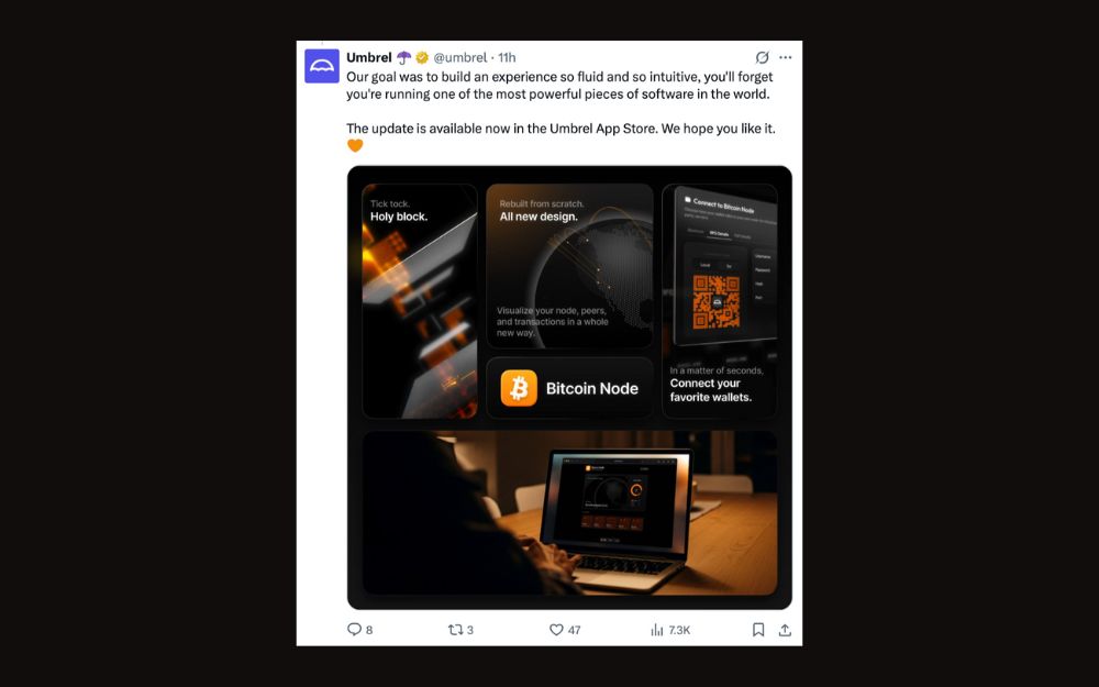 比特幣閃電網路二層應用升級：Umbrel 推出 iOS 新版 主打看得到節點正在那裡跑步