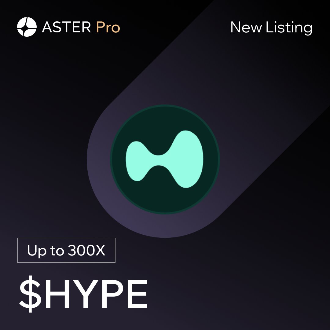 去中心化交易所競爭升溫！Aster 上架 $HYPE，開放最高 300 倍槓桿交易