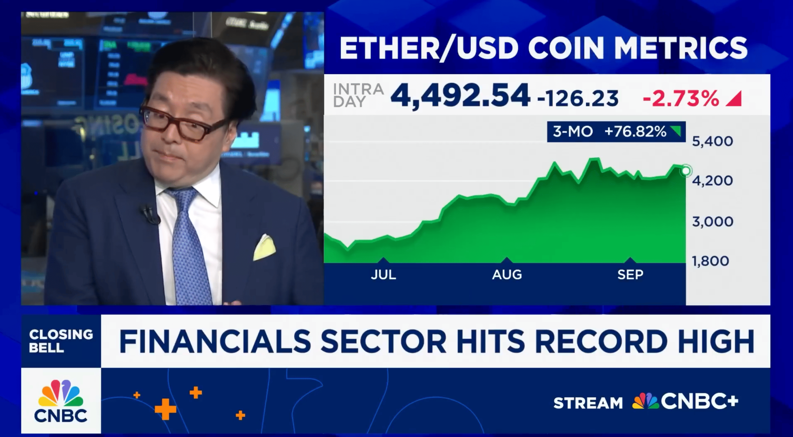 Tom Lee：BTC、ETH 第四季恐迎「怪獸級漲勢」，堪比 1971 年華爾街創新潮