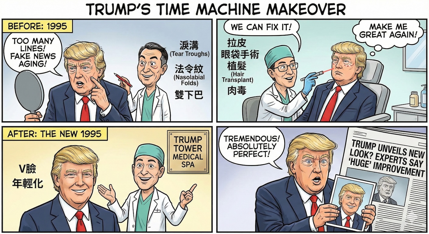 實測：Gemini 3 Nano Banana Pro 思考後自動生成幽默圖文漫畫、讓川普變回小鮮肉