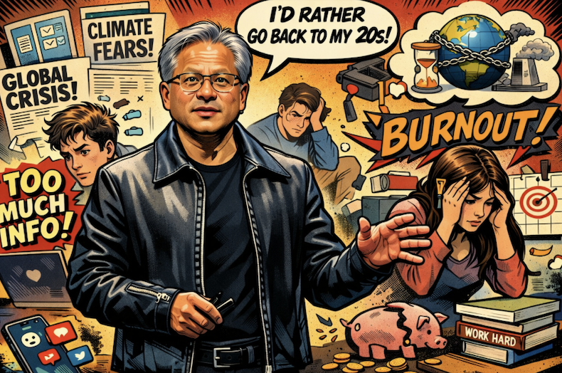 「我寧可回到以前的 20 歲」，黃仁勳談這代年輕人：為何太早清醒反而更累？