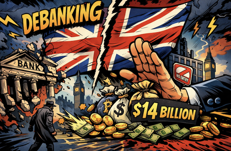 英國去銀行化現象擴大，加密業者遭攔阻金額約 14 億美元