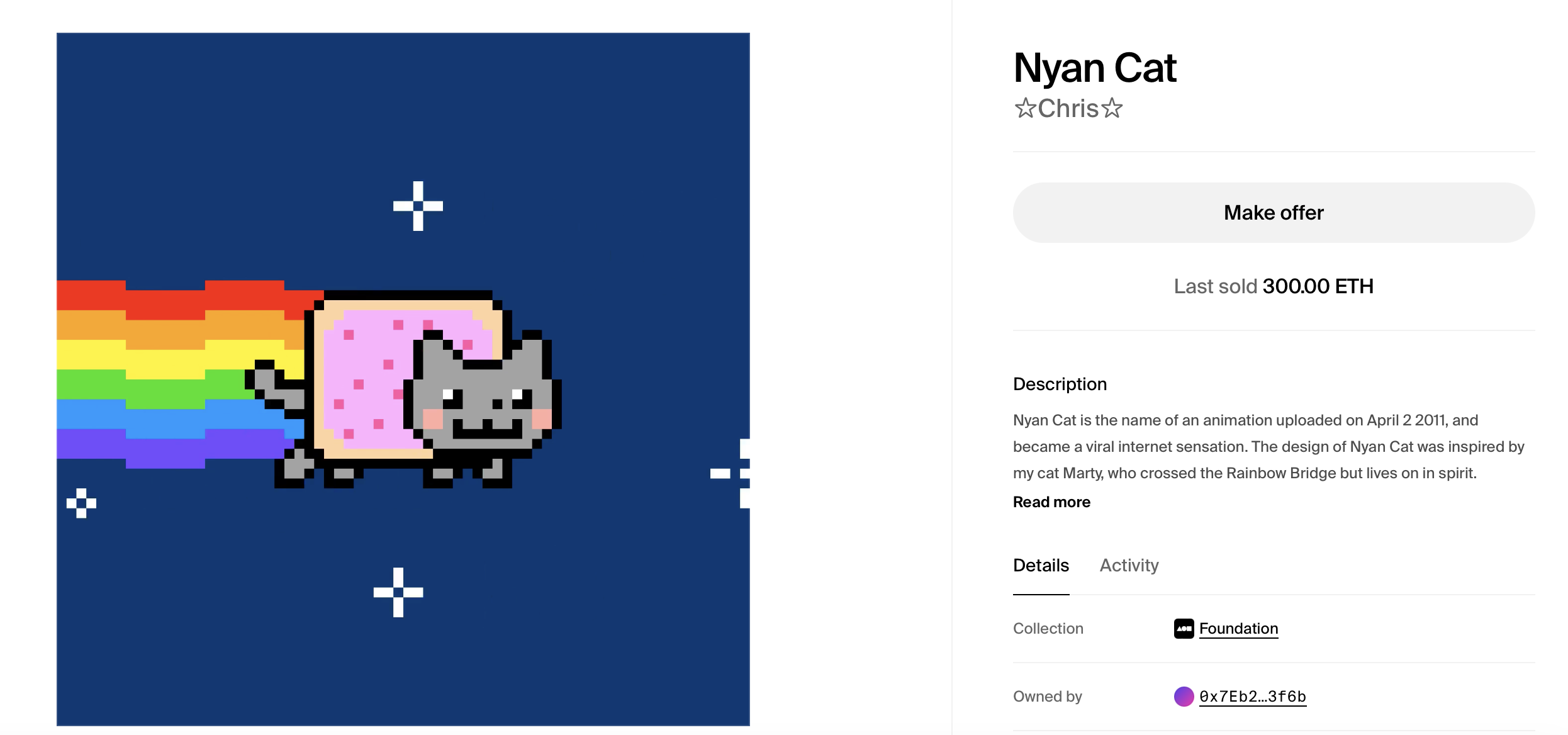 彩虹貓迷因 NFT 藝術平台 Foundation 落幕，轉移所有權給 Blackdove