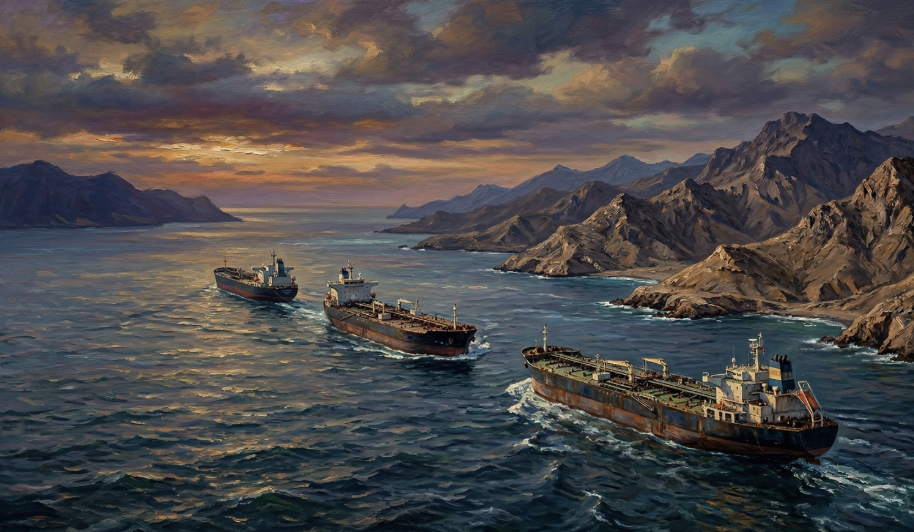 荷姆茲新航線？三艘油輪沿著阿曼海岸線進入荷姆茲海峽