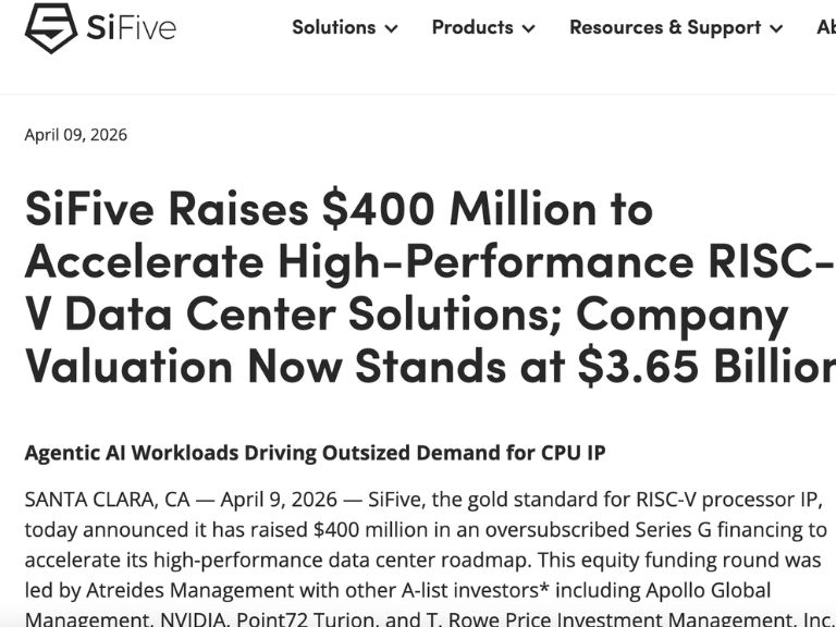 讓 CPU 再次偉大！RISC-V 晶片 IP 公司 SiFive 完成融資，輝達、Gavin Baker 參投